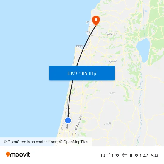 מפת מ.א. לב השרון לשייח' דנון