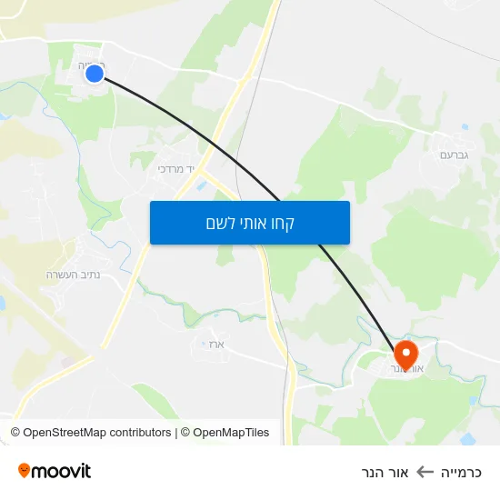 מפת כרמייה לאור הנר