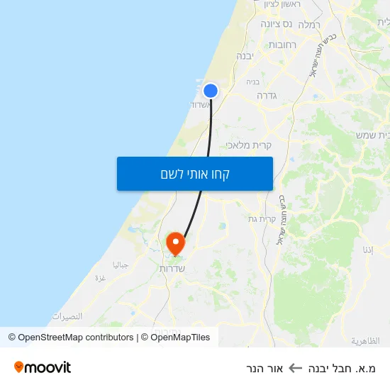 מפת מ.א. חבל יבנה לאור הנר