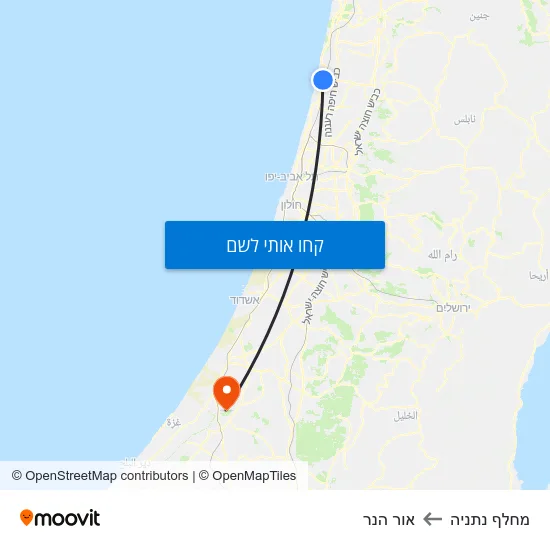 מפת מחלף נתניה לאור הנר
