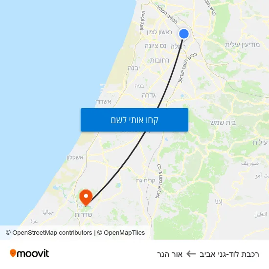 מפת רכבת לוד-גני אביב לאור הנר