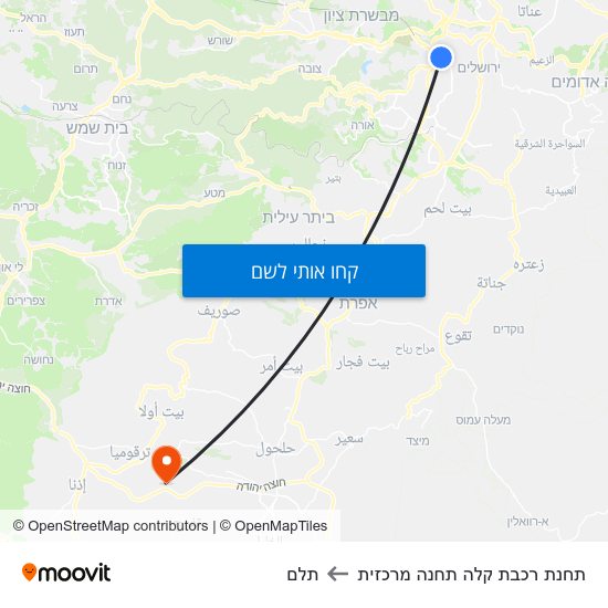 מפת תחנת רכבת קלה תחנה מרכזית לתלם