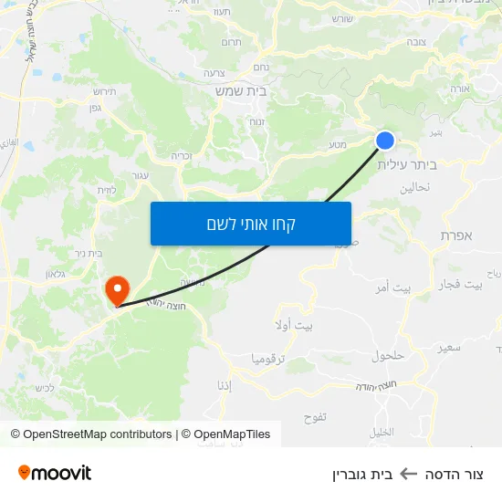 מפת צור הדסה לבית גוברין