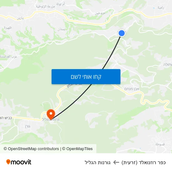 מפת כפר רוזנואלד (זרעית) לגורנות הגליל