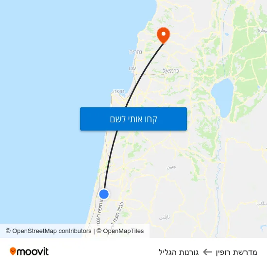 מפת מדרשת רופין לגורנות הגליל