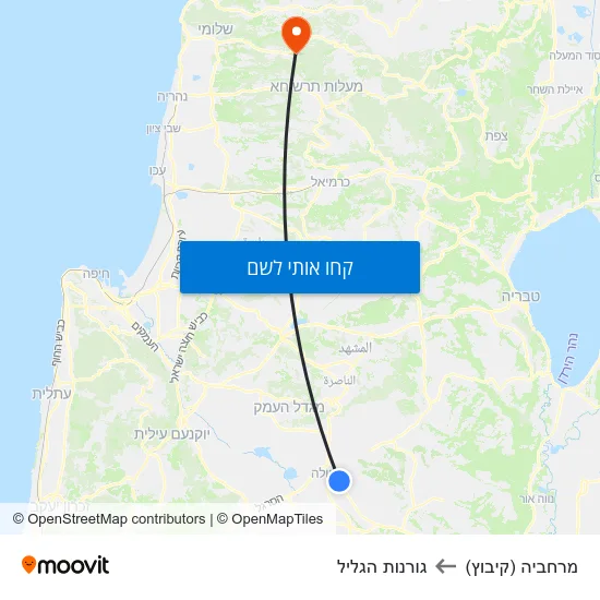 מפת מרחביה (קיבוץ) לגורנות הגליל