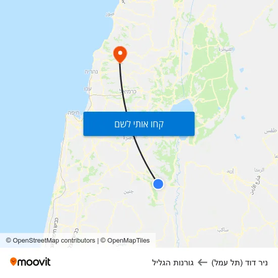 מפת ניר דוד (תל עמל) לגורנות הגליל