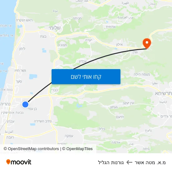 מפת מ.א. מטה אשר לגורנות הגליל