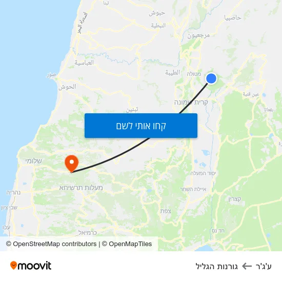 מפת ע'ג'ר לגורנות הגליל