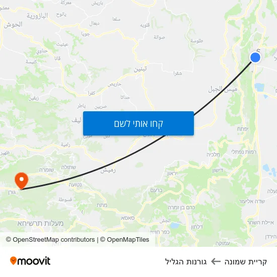 מפת קריית שמונה לגורנות הגליל