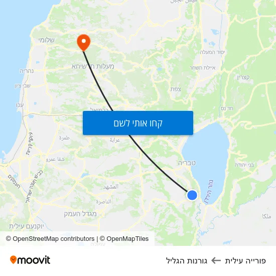 מפת פורייה עילית לגורנות הגליל