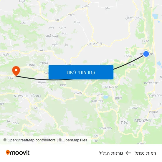 מפת רמות נפתלי לגורנות הגליל