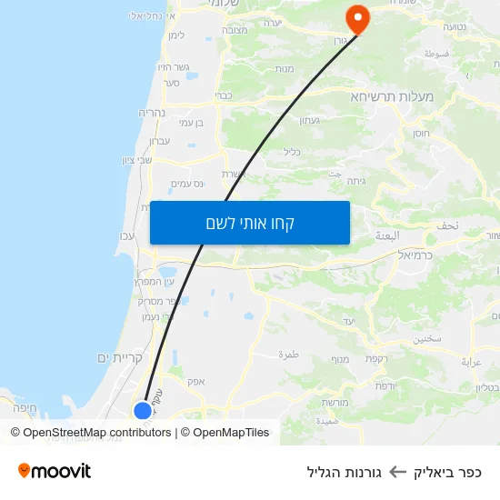 מפת כפר ביאליק לגורנות הגליל