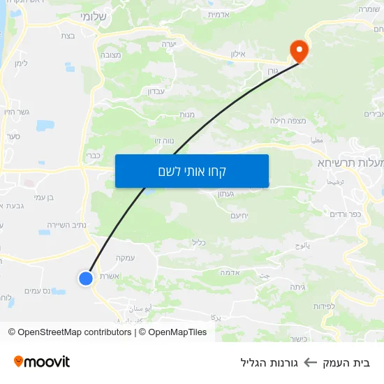 מפת בית העמק לגורנות הגליל