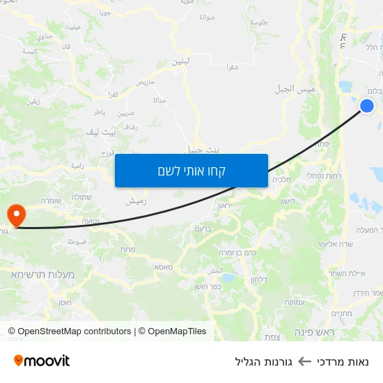מפת נאות מרדכי לגורנות הגליל