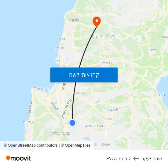 מפת שדה יעקב לגורנות הגליל