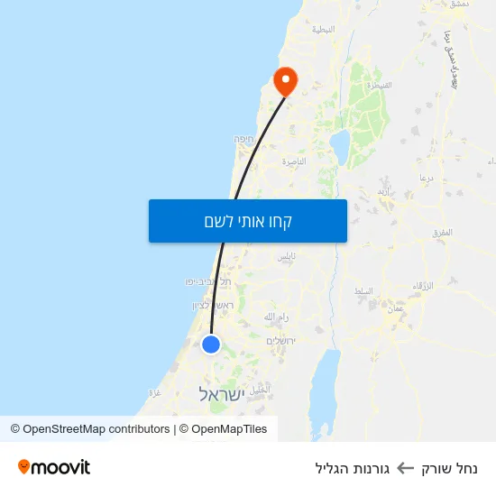 מפת נחל שורק לגורנות הגליל