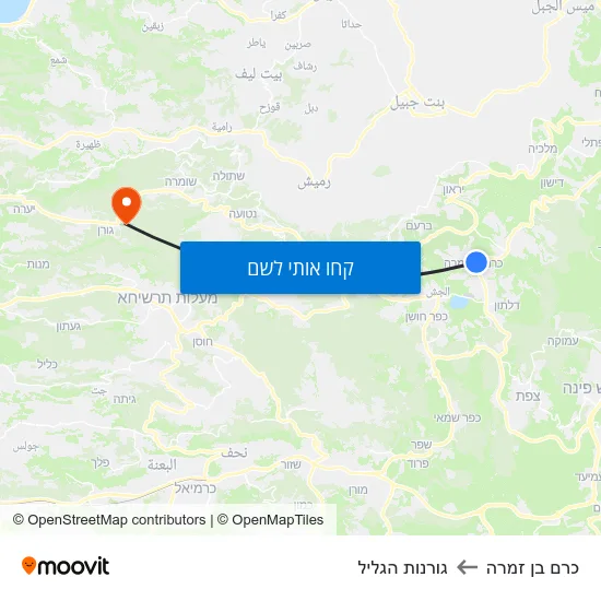 מפת כרם בן זמרה לגורנות הגליל