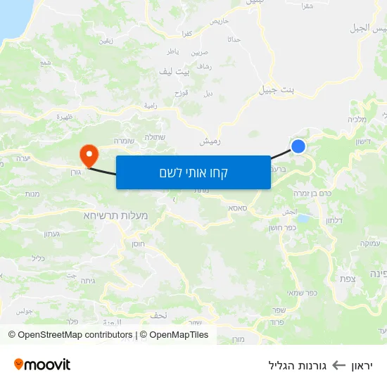 מפת יראון לגורנות הגליל