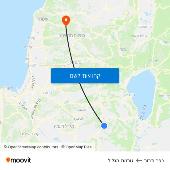 מפת כפר תבור לגורנות הגליל