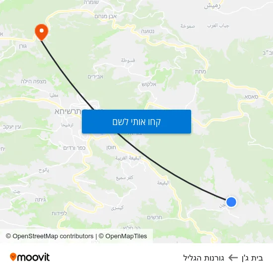 מפת בית ג'ן לגורנות הגליל