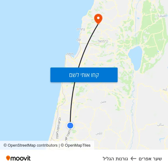 מפת שער אפרים לגורנות הגליל