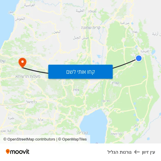 מפת עין זיוון לגורנות הגליל