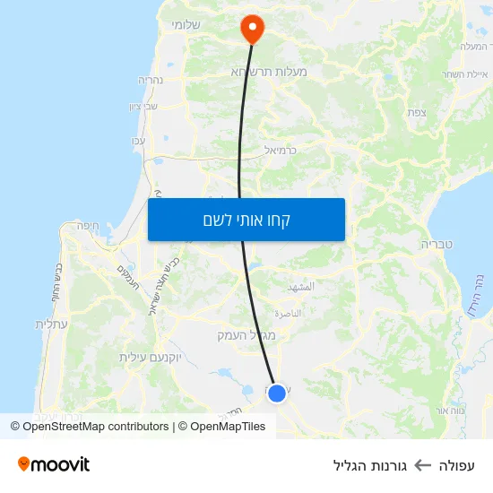 מפת עפולה לגורנות הגליל
