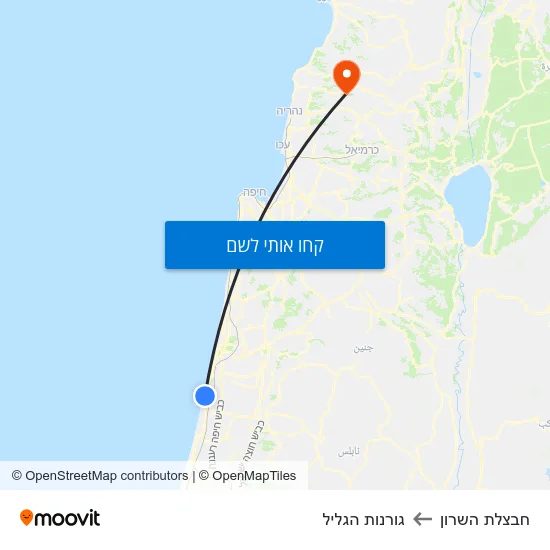מפת חבצלת השרון לגורנות הגליל