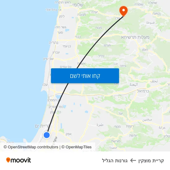 מפת קריית מוצקין לגורנות הגליל