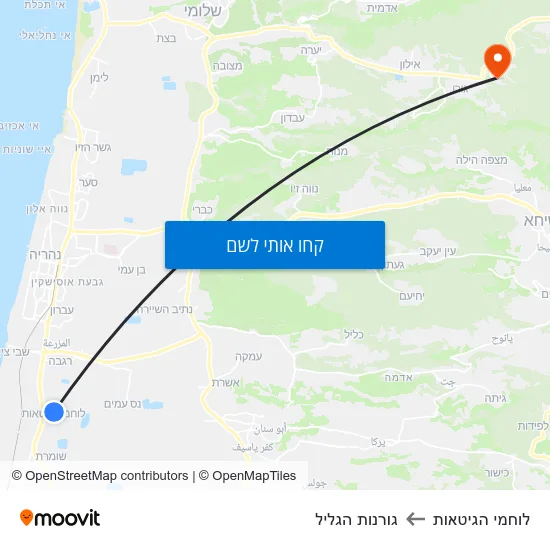 מפת לוחמי הגיטאות לגורנות הגליל