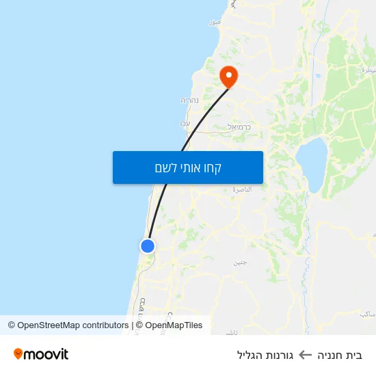 מפת בית חנניה לגורנות הגליל