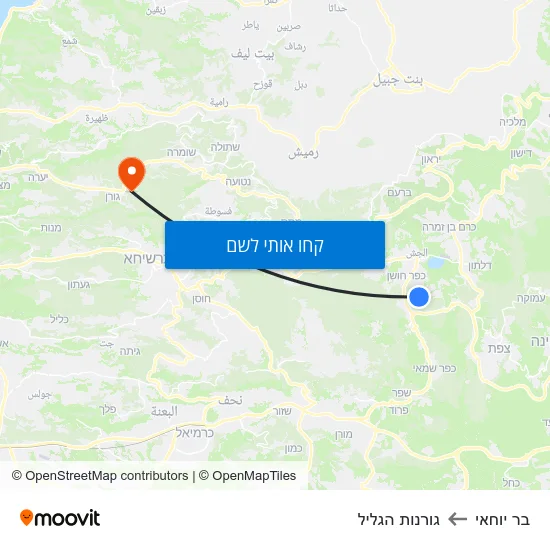 מפת בר יוחאי לגורנות הגליל