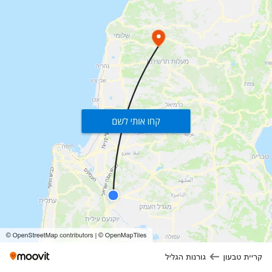 מפת קריית טבעון לגורנות הגליל