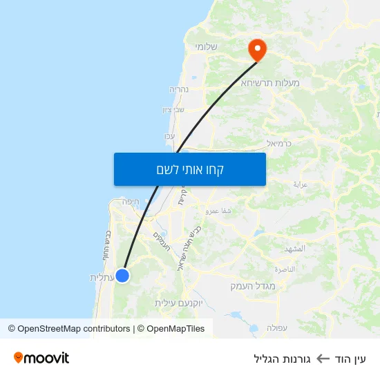 מפת עין הוד לגורנות הגליל