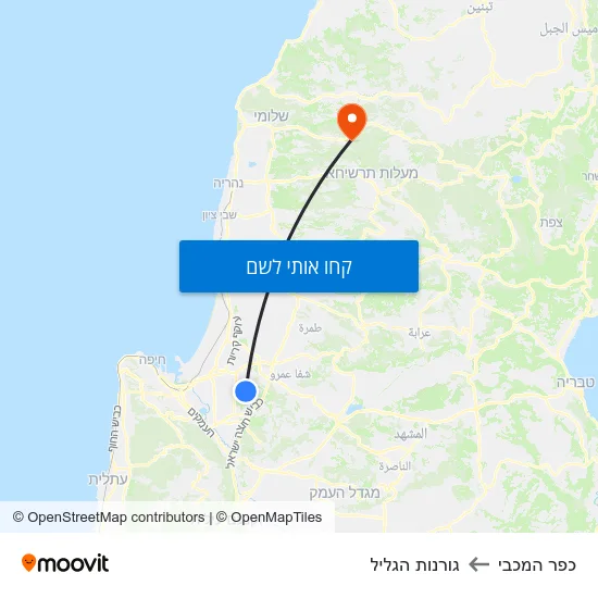 מפת כפר המכבי לגורנות הגליל