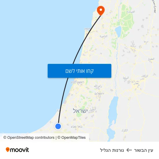 מפת עין הבשור לגורנות הגליל