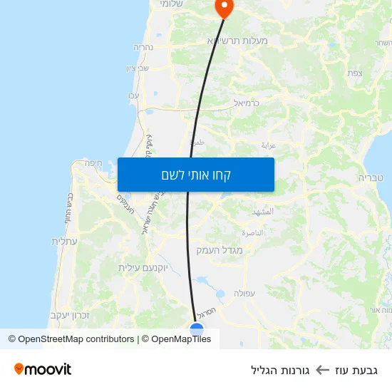 מפת גבעת עוז לגורנות הגליל