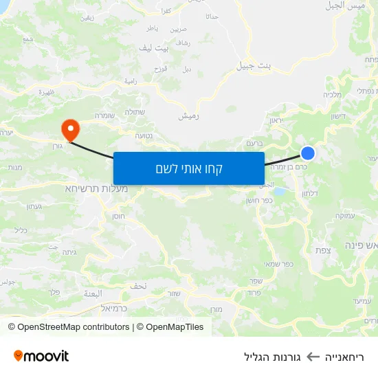 מפת ריחאנייה לגורנות הגליל