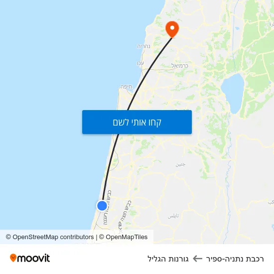 מפת רכבת נתניה-ספיר לגורנות הגליל