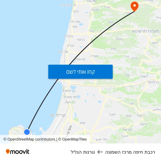 מפת רכבת חיפה מרכז השמונה לגורנות הגליל