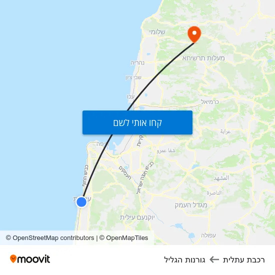 מפת רכבת עתלית לגורנות הגליל