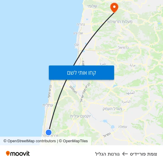 מפת צומת פוריידיס לגורנות הגליל