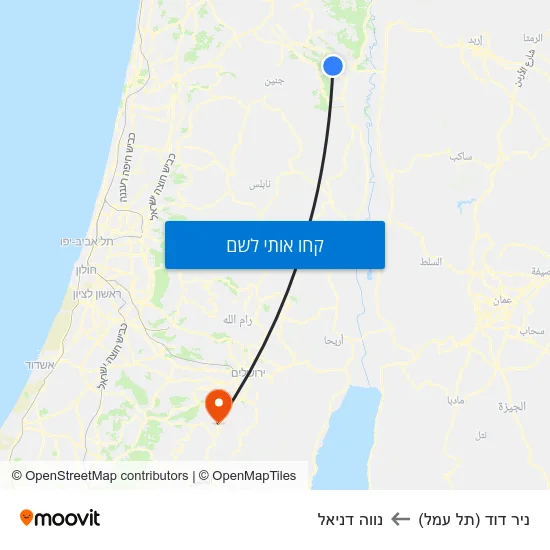 מפת ניר דוד (תל עמל) לנווה דניאל