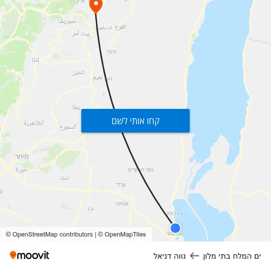 מפת ים המלח בתי מלון לנווה דניאל