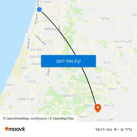 מפת גליל ים לנווה דניאל