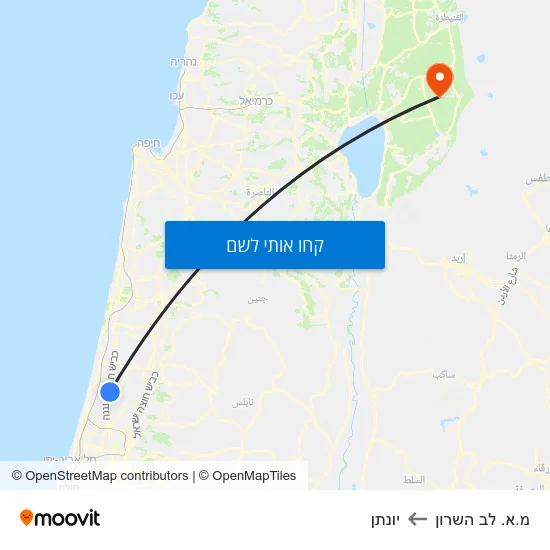 מפת מ.א. לב השרון ליונתן