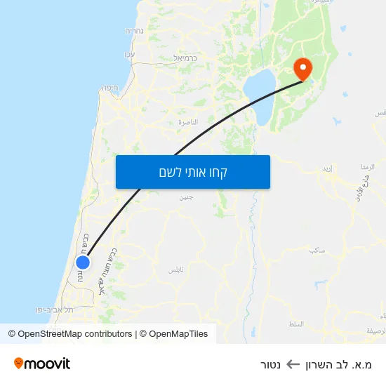 מפת מ.א. לב השרון לנטור