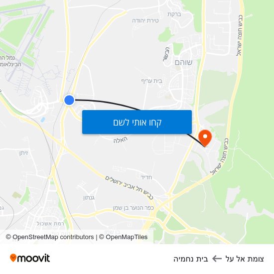 מפת צומת אל על לבית נחמיה