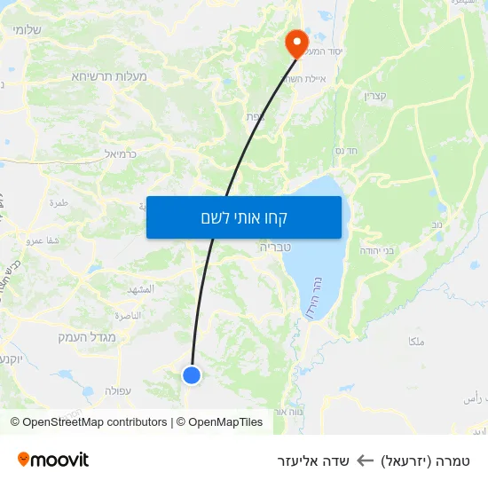 מפת טמרה (יזרעאל) לשדה אליעזר